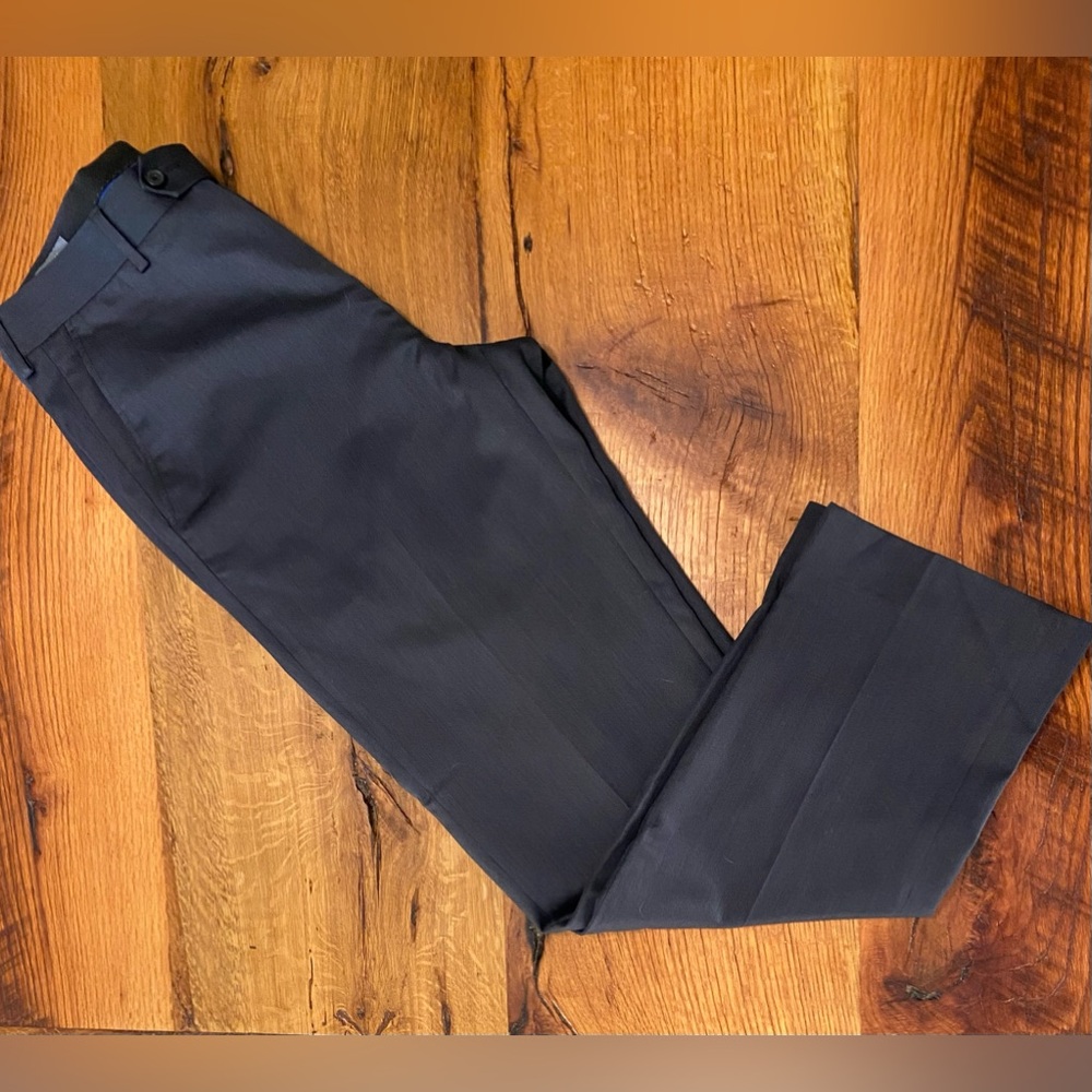 Madison Classic Blue Flat Front Wool Blend Dress Pants, Size 34W X 32L
